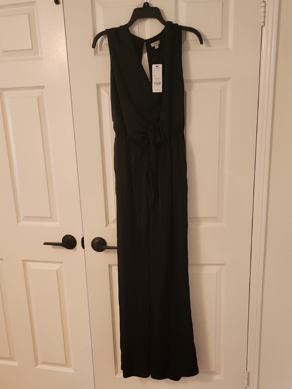 Tristan Black Sleeveless Wrap-Style Jumpsuit